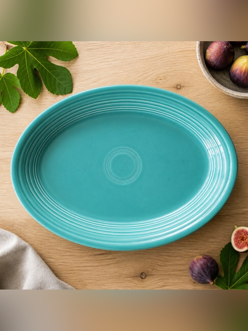 Fiesta Turquoise Oval Ceramic Serving Platter 13.25 In Homer Laughlin Co USA